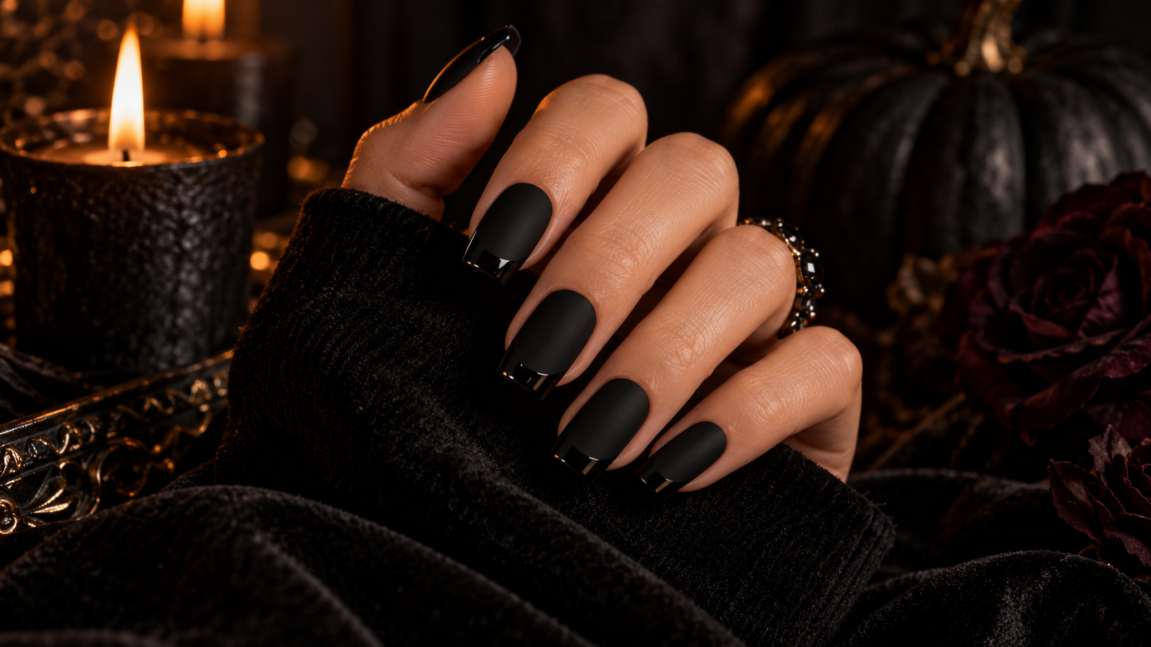 Matte Onyx Base with Glossy French Tips